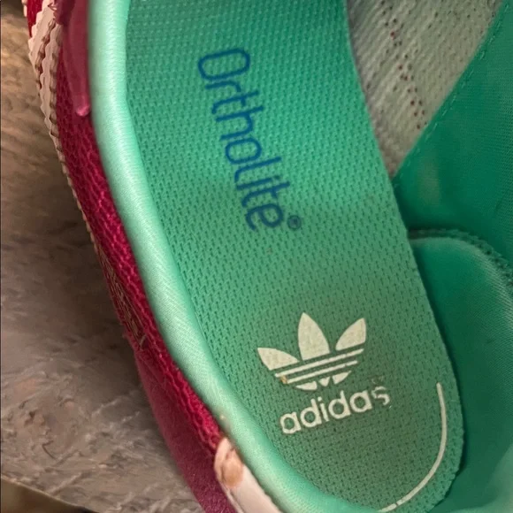 Adidas Dragon OG CF C Girls Sneakers Pink/White/Green Size 2 - Picture 3 of 10